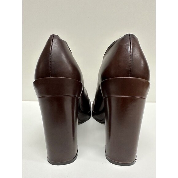 Gucci women size 8B brown leather square closed toe high block heel - Picture 6 of 13